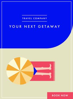 Vector image of travel company coupon with text message