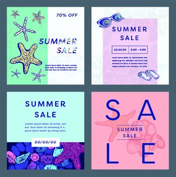 Vector of various summer sale discount coupon