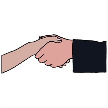 Vector of businesspeople shaking hands against white background