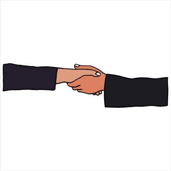 Vector of businesspeople shaking hands against white background