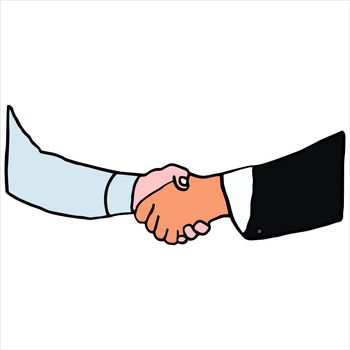 Vector of businesspeople shaking hands against white background