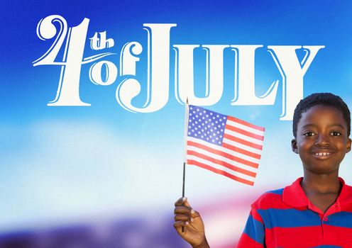 Digital composite of Children holding an american flag for the 4th of July