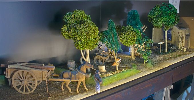 Small scale model representing middle age life