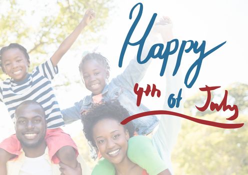 Digital composite of Smiling american family for the 4th of July