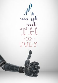 Digital composite of Composite image of robot with thumbs up for the 4th of july