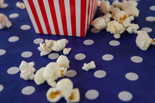 Close-up of popcorn with 4th july theme on cloth