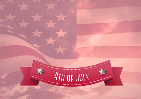 Digital composite of 4th of July design with an american flag in background