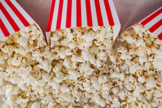 Close-up of scattered popcorn with 4th july theme