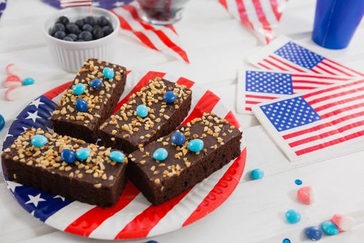 Sweet food decorated with 4th july theme on plate