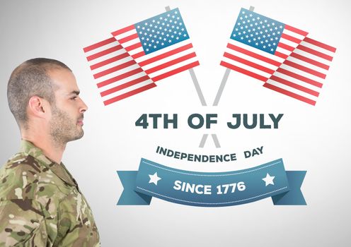 Digital composite of Proud soldier with 4th of July design