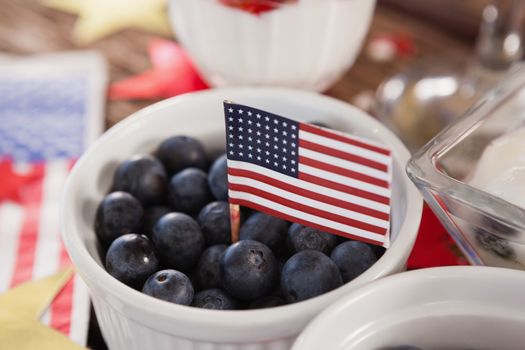 Close-up of blueberry with 4th july theme