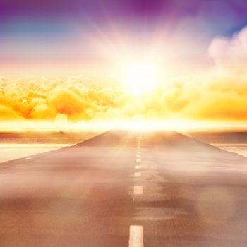 Scenic view of cloudscape against sky against road landscape