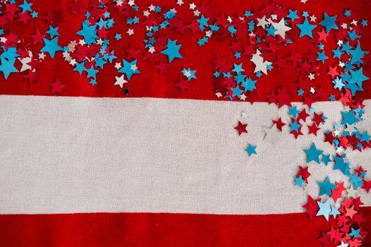 Star shape decoration arranged on American flag with 4th july theme