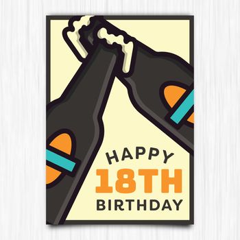 Vector icon of happy birthday 18th years greeting card