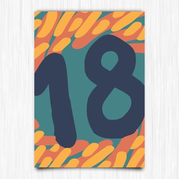 Vector icon of happy birthday 18th years greeting card