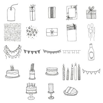 Vector set of various birthday celebration icons