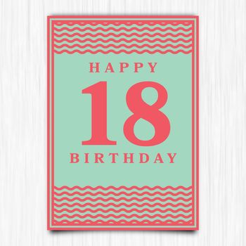 Vector icon of happy birthday 18th years greeting card