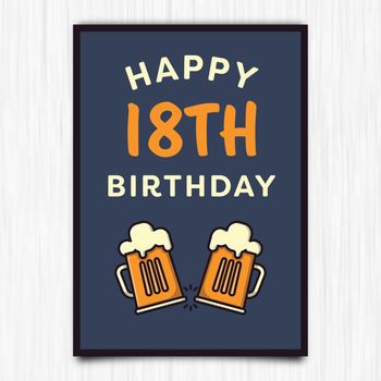 Vector icon of happy birthday 18th years greeting card