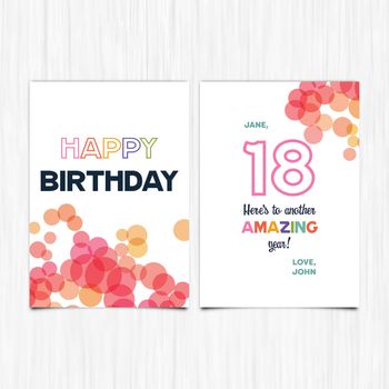 Vector icon of happy birthday 18th years greeting card