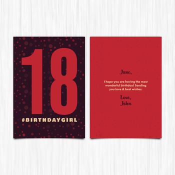 Vector icon of happy birthday 18th years greeting card