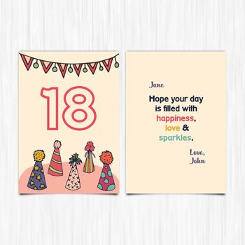 Vector icon of happy birthday 18th years greeting card