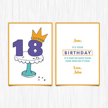 Vector icon of happy birthday 18th years greeting card