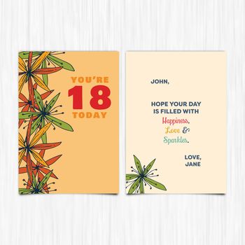 Vector icon of happy birthday 18th years greeting card