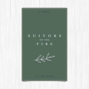 Vector of novel cover with suitors of the fire text against white background