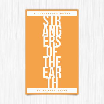 Vector of novel cover with strangers of the earth text against white background