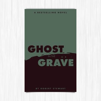 Vector of novel cover with ghost in the grave text against white background