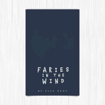 Vector of novel cover with faries in the wind text against white background