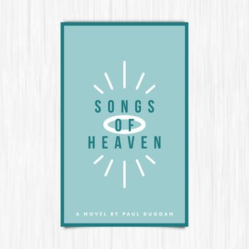 Vector of novel cover with songs of heaven text against white background