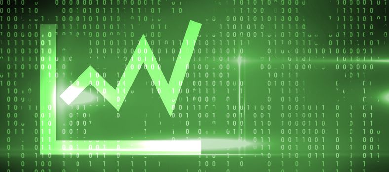 Graph against blue technology interface with binary code