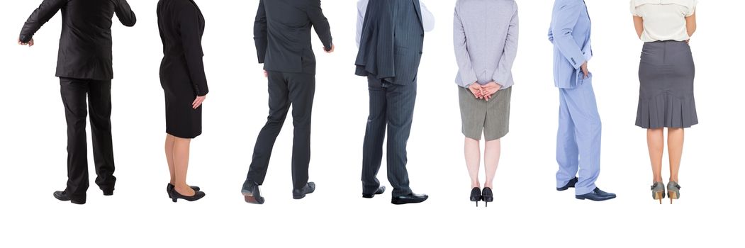 Digital composite of Group of Business People standing with white background