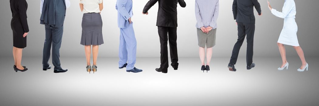 Digital composite of Group of Business People standing with  grey vignette