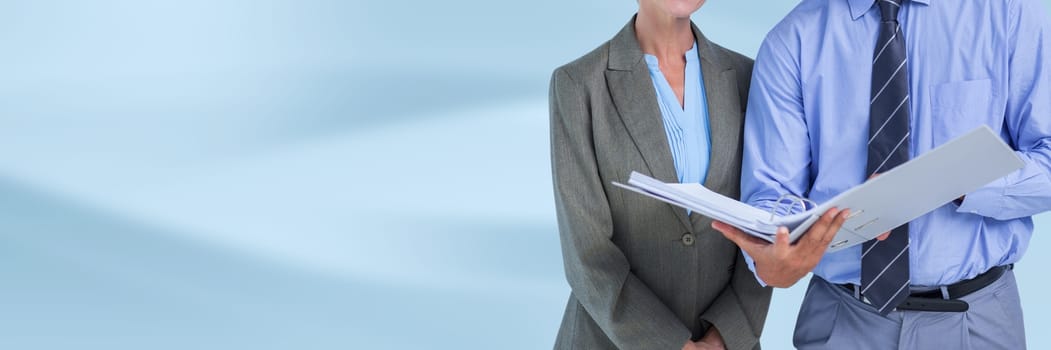 Digital composite of Business people Woman holding files and folders