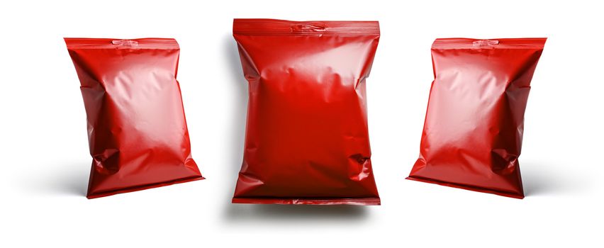 Red packaging template for your design. In different angles on a white background.