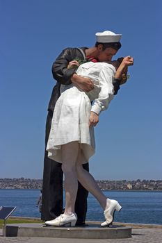 SAN DIEGO, CALIFORNIA - MAY 15: The Unconditional Surrender sculpture by Seward Johnson in Midway in San Diego on May 15,2014.