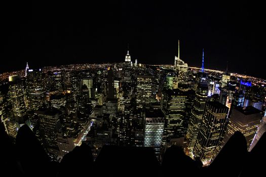 New York City Manhattan skyline aerial view with Empire State and skyscrapers