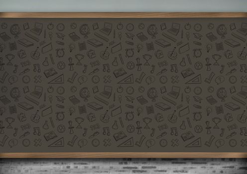 Digital composite of Education drawings pattern on blackboard