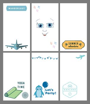 Vector set of various travel templates against white background