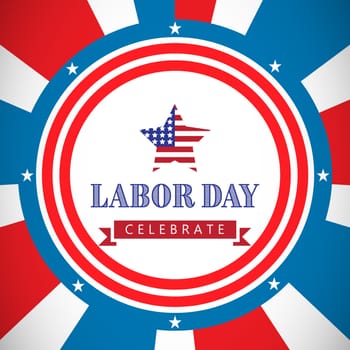 Labor day celebrate text and star shape American flag against stars in a blue background 
