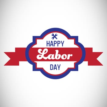 Digital composite image of happy labor day banner against white background