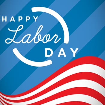 Digital composite image of happy labor day text with blue outline against digitally generated background