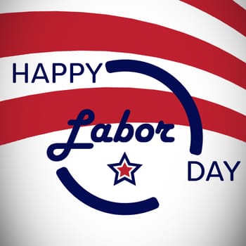 Digitally generated image of happy labor day text and stripes in banner 
