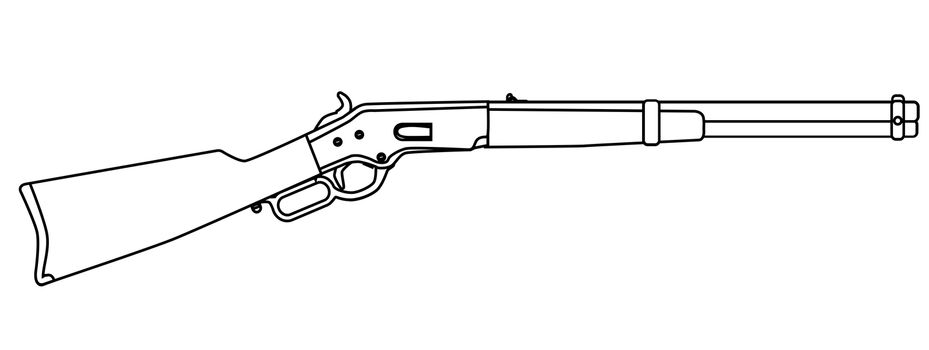 A typical wild west rifle isolated on a white background.