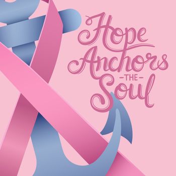 hope anchors the soul against pink background
