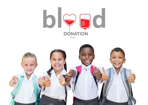 Digital composite of Group of kids and blood donation concept