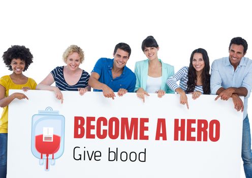 Digital composite of Group of people and blood donation concept