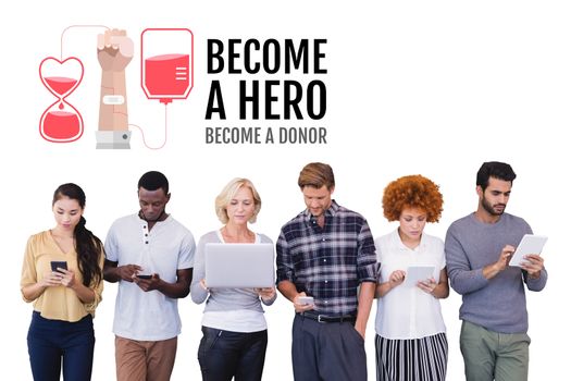 Digital composite of Group of people and blood donation concept